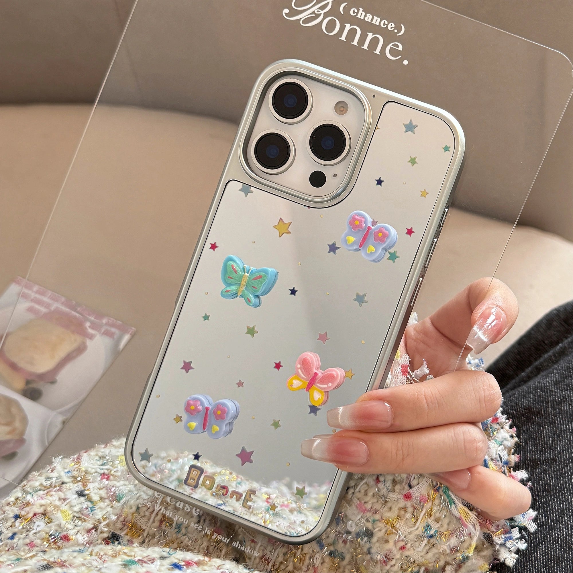 Colorful Stars & Butterflies - iPhone Case